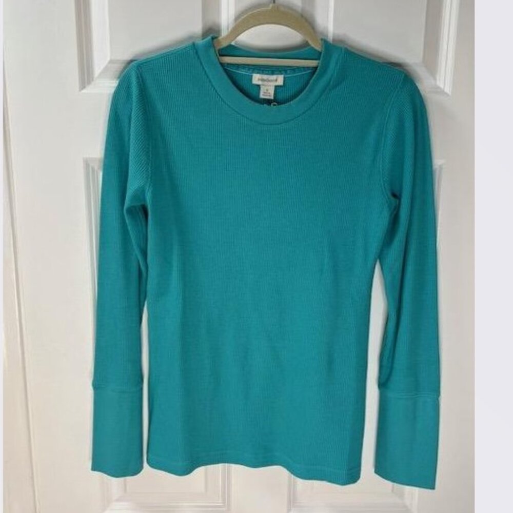 Sundance Crewneck Thermal with Velvet Cuffs in Aquamarine - Size Small - NWT - Picture 2 of 5